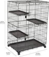 Load image into Gallery viewer, Metal 3-Tier Cat Cage Playpen: Secure &amp; Stylish Safety for your Feline Friends