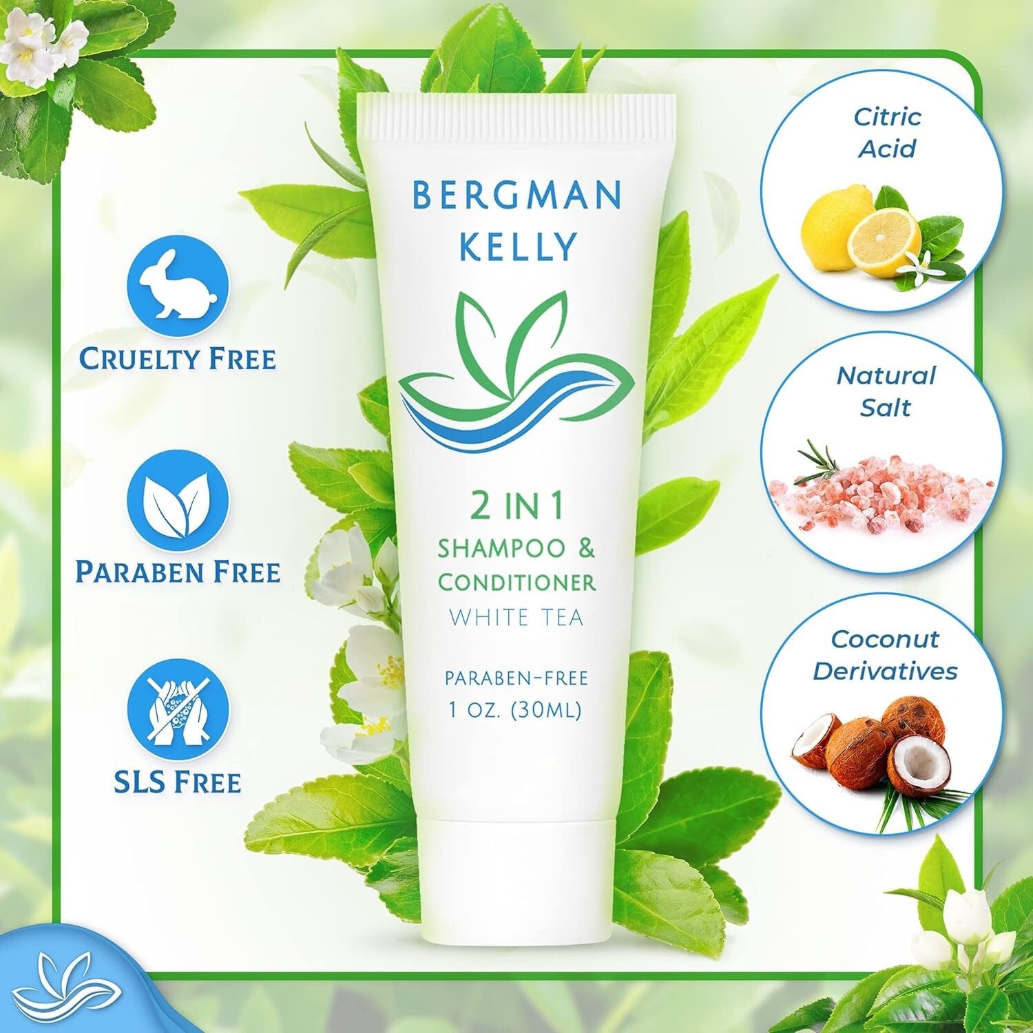 200 PK Travel Size 2-in-1 Shampoo & Conditioner - White Tea Luxe Amenities