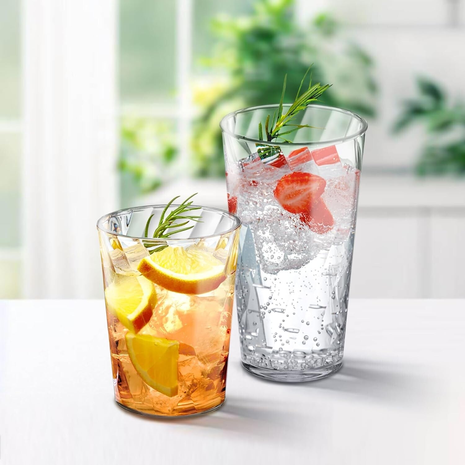 12-Pack All-Clear Plastic Drinking Glasses - Shatter-Proof & Dishwasher Safe