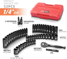 Load image into Gallery viewer, Durable 52-PC Impact Socket Set with 72-Tooth Ratchet - Ideal for DIY Projects