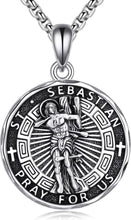 Load image into Gallery viewer, Sterling Silver Saint Sebastian Necklace - Religious Amulet for Both Men &amp; Women