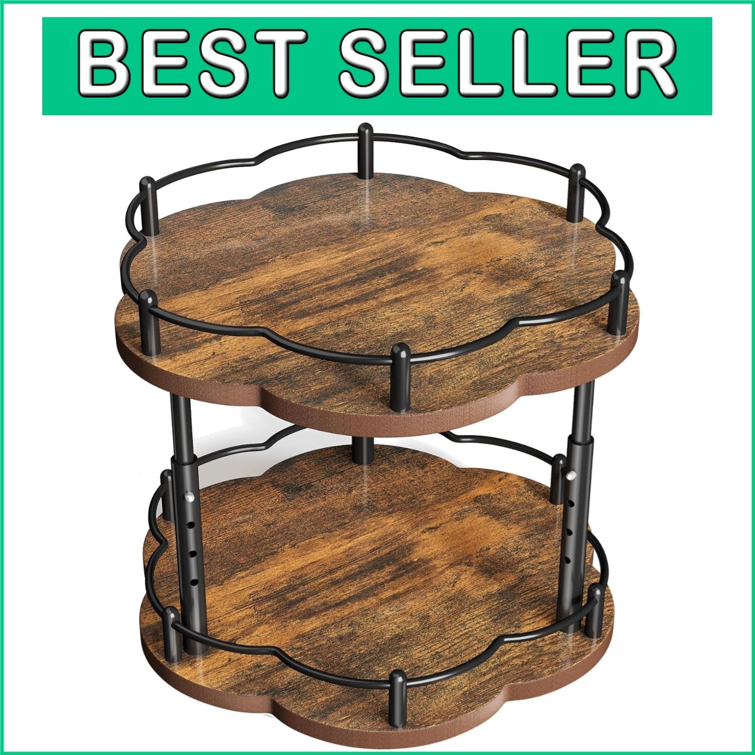 Adjustable Height Lazy Susan Spice Organizer for Cabinet - Unique Flower Design