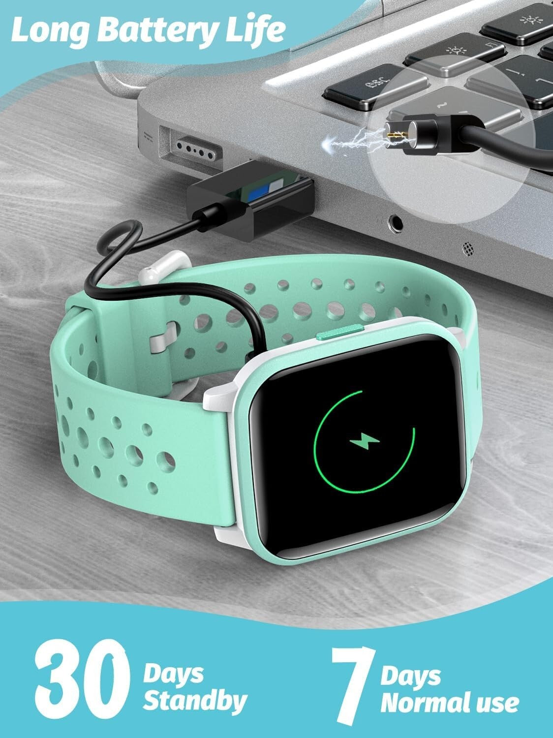 Durable Kids Smartwatch with Activity Tracking & Vibration Alarm - Green Design