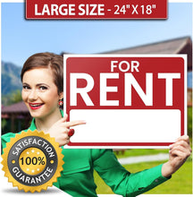 Load image into Gallery viewer, Attractive 24" x 18" For Rent Sign Set with Customizable Features, 2 Pack