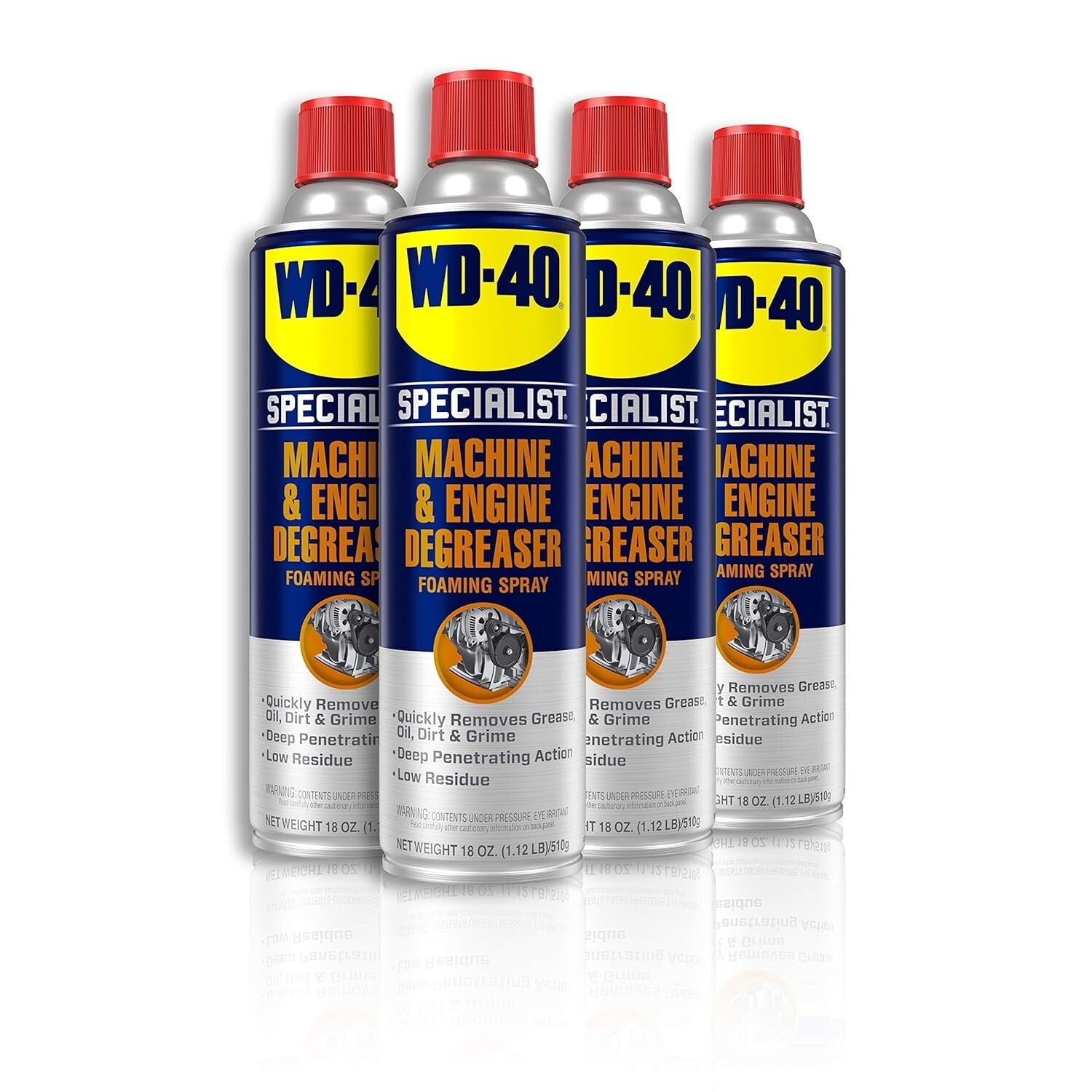 18 OZ Heavy-Duty Foaming Degreaser Spray [4-Pack] - Engine & Machinery Cleaner