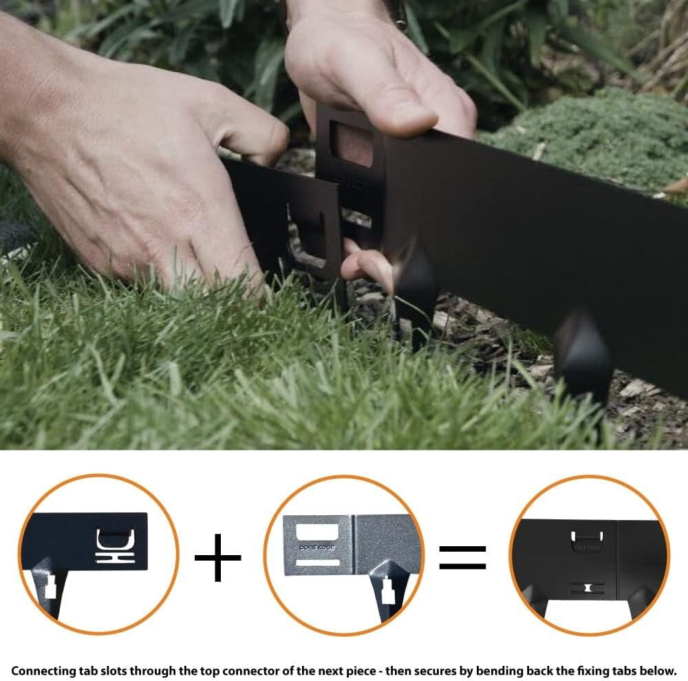 Durable Flexible Steel Lawn Edging - 4" Height, 16.25ft Brown, Seamless Design