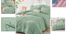 Load image into Gallery viewer, Romantic Seersucker Full Size Comforter Set - Includes Sheets &amp; Pillowcases