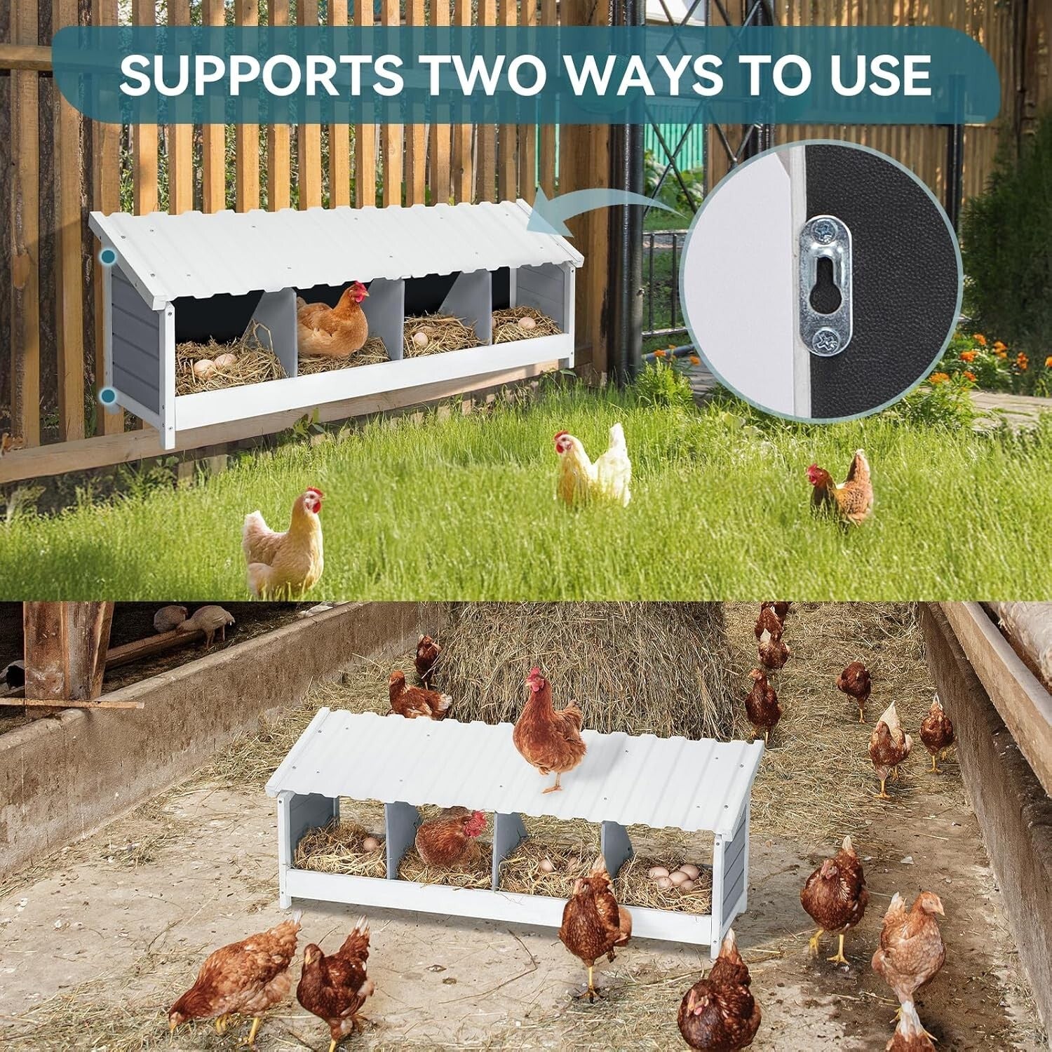 Premium Wooden Chicken Nesting Box - Weatherproof & Easy to Clean Design