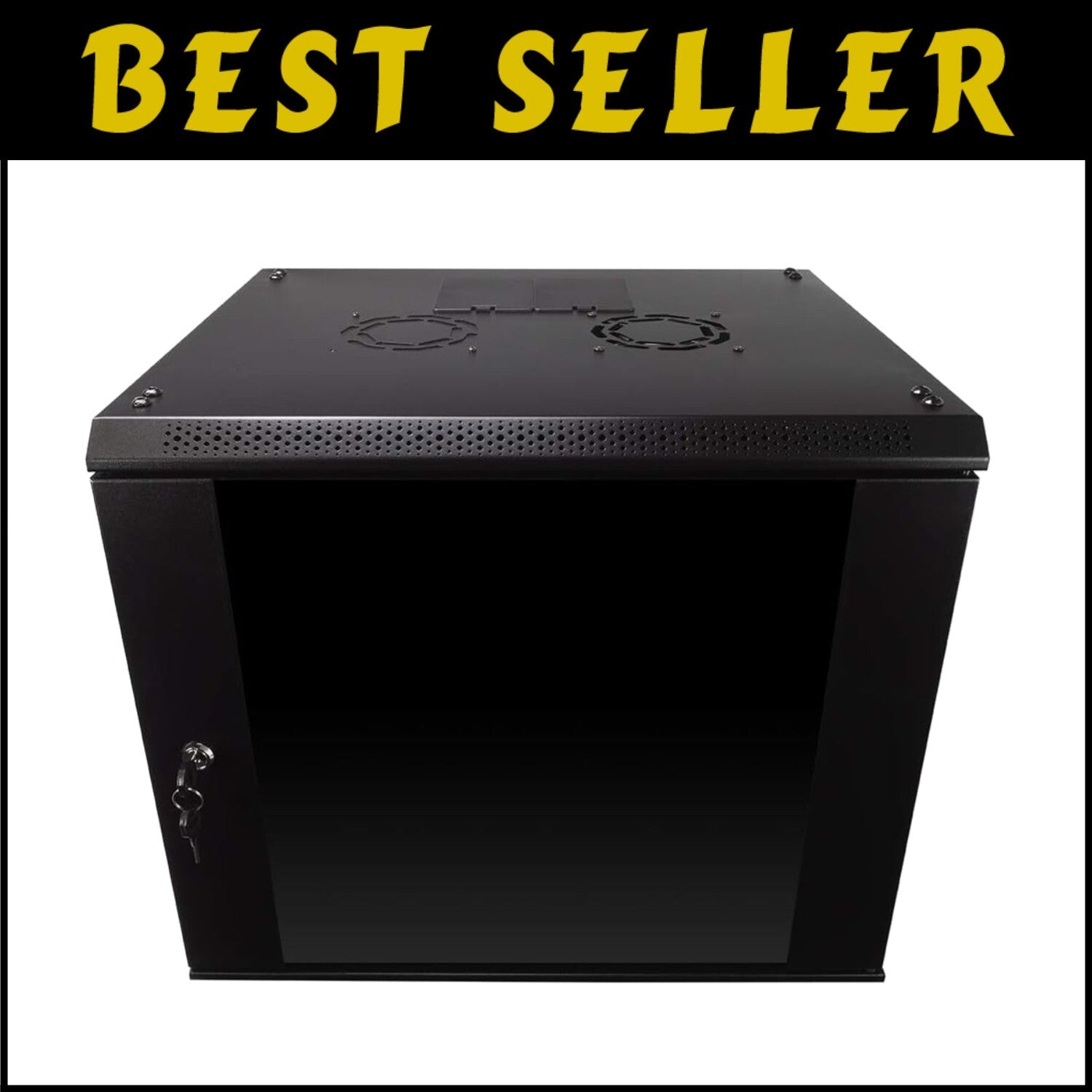 Durable 9U Server Rack Enclosure with Glass Door & Cooling Fan - Lockable Design