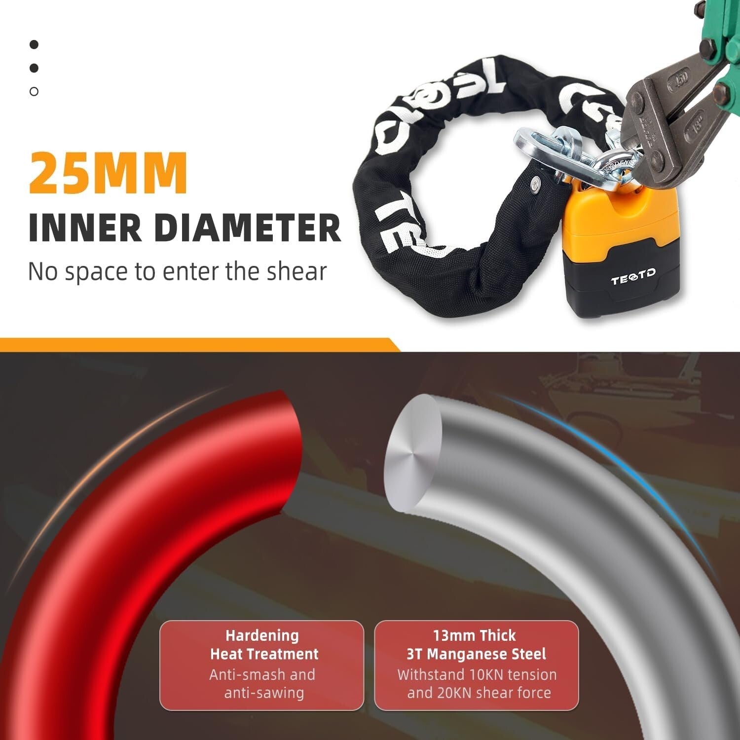 Anti-Theft U-Lock with 8.2ft Chain - Durable Security for Motorcycles & Trailers