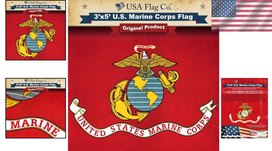 Beautiful 3x5 Marine Corps Flag with Eagle Emblem - Ideal Gift for Patriots