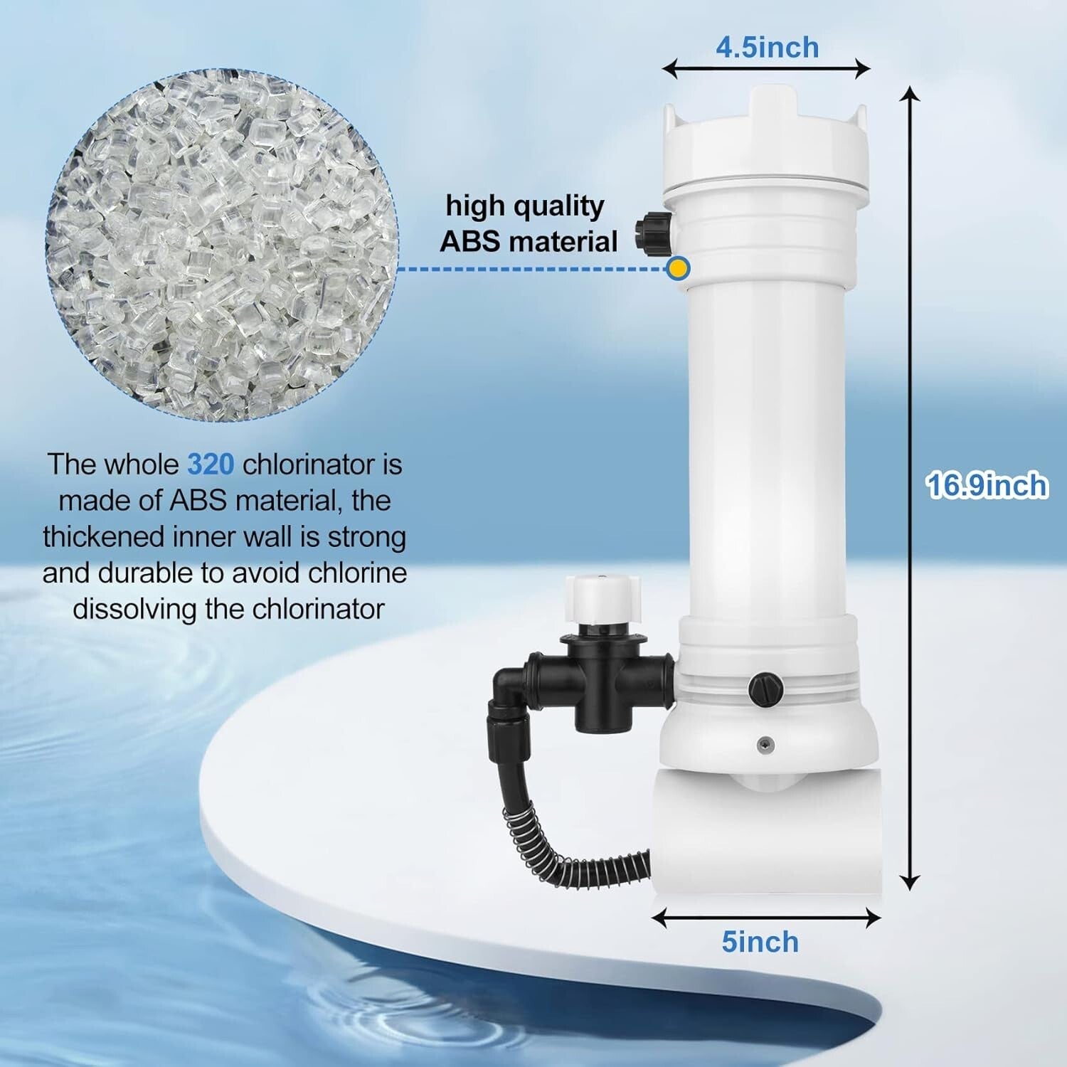 Efficient Pool Chlorinator Feeder with Bottom Drain - Easy Setup & Maintenance