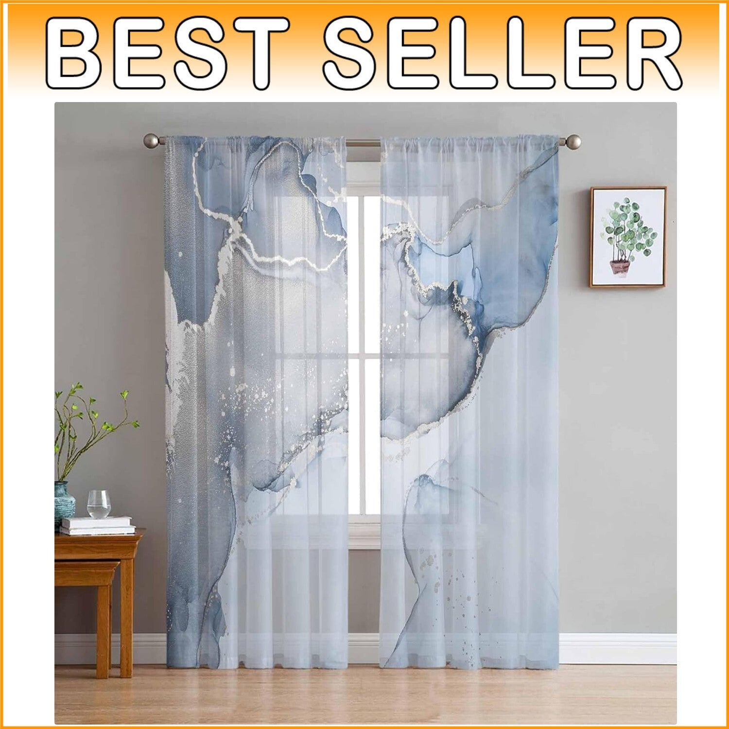 Contemporary Marble Textured Sheer Curtains – 63 Inches, Ideal for Every Room