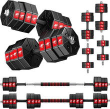 Load image into Gallery viewer, Multifunctional 3 in 1 Dumbbell &amp; Barbell Set - 88Lbs Adjustable Weight Kit