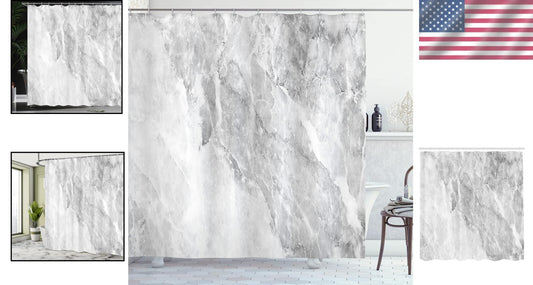 Unique White Grey Marble Pattern Shower Curtain - Modern Fabric Bathroom Style