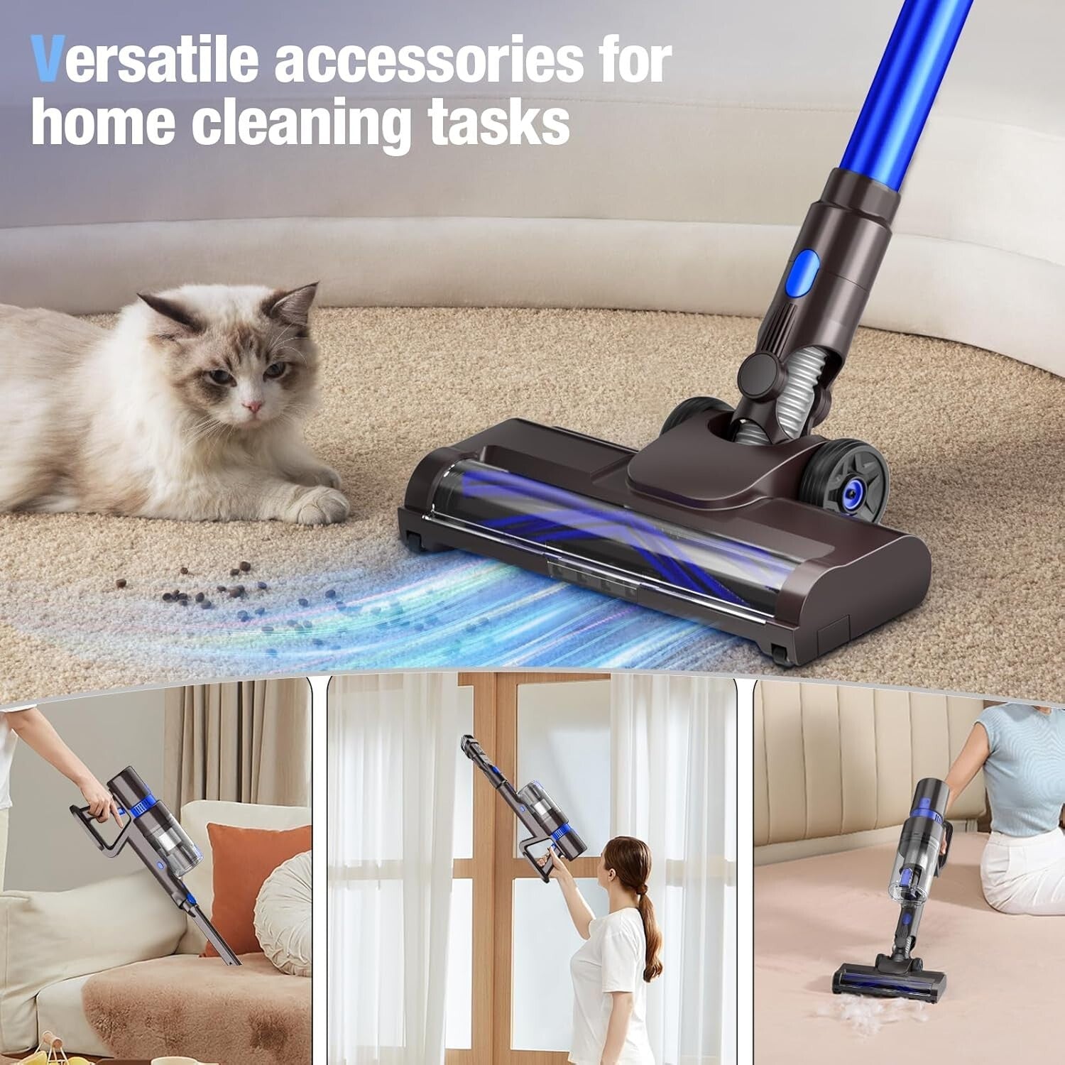 Ultra-Quiet 550W Cordless Vacuum with 3 Modes & LED Interface - Pet Hair Expert