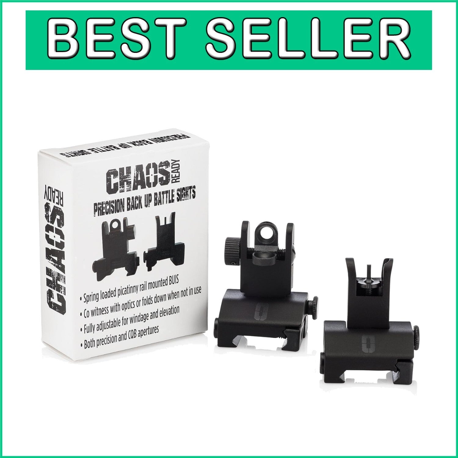 Low Profile Tactical Iron Sights - Spring Loaded for Universal Picatinny Rails