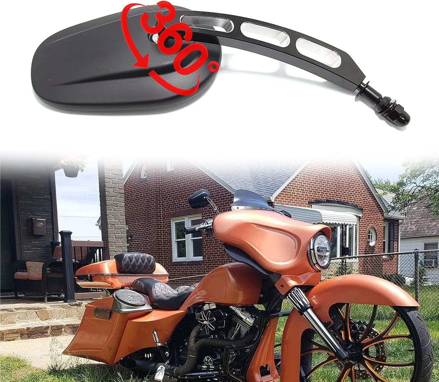 Enhanced 8mm Black Convex Motorcycle Mirrors - Perfect for Custom Harley Builds