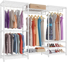 Load image into Gallery viewer, Freestanding White Closet Wardrobe Rack - Supports 890 lbs, 8 Shelves Included