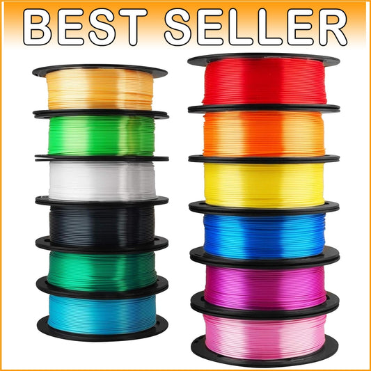 Vibrant 12-Pack Silk PLA Filament Set for 3D Printers, 500g Each, Tangle-Free