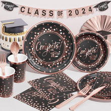 Load image into Gallery viewer, Complete 2025 Graduation Celebration Kit - 245 PCS in Black, Pink &amp; Rose Gold