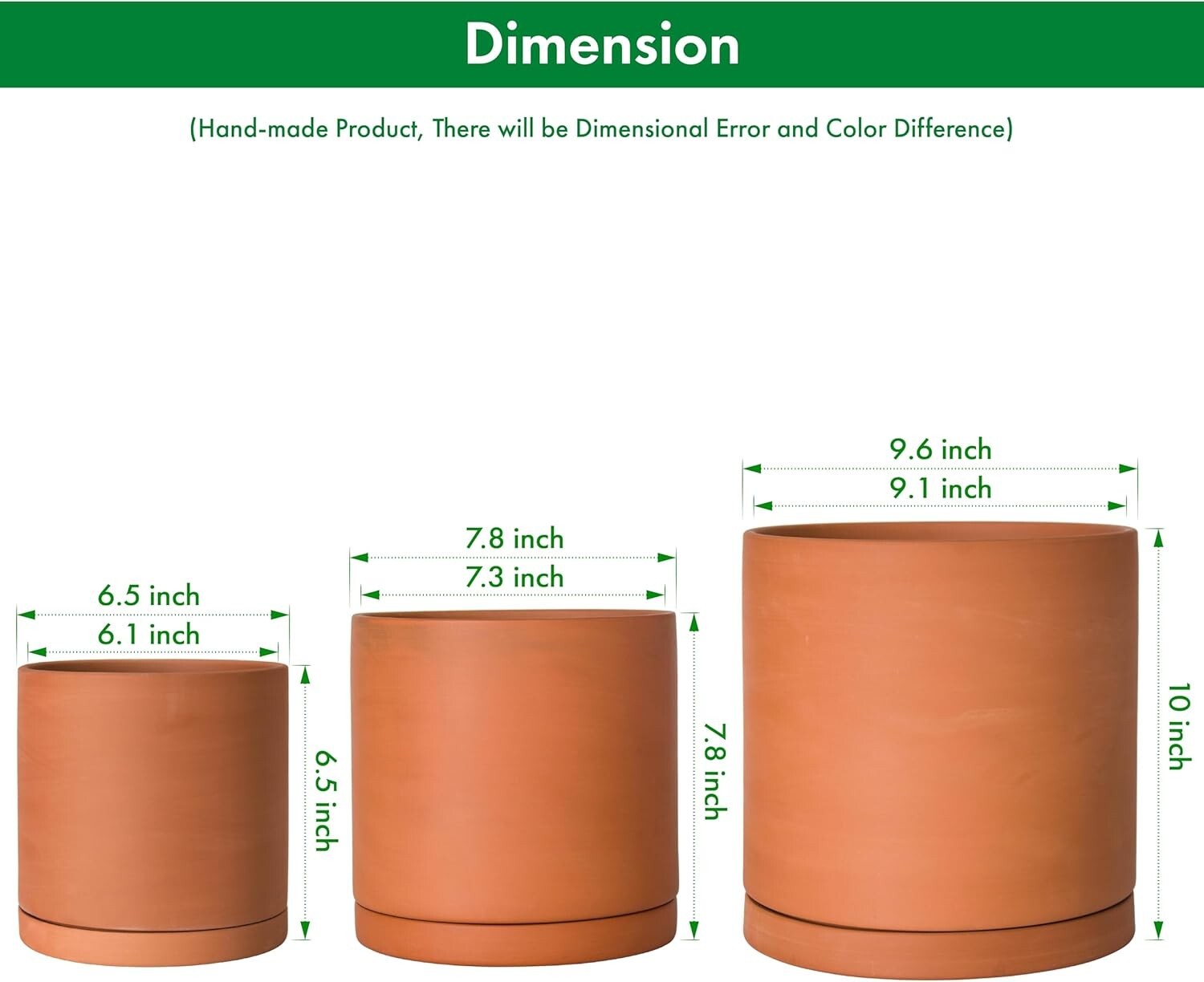 Breathable Terracotta Plant Pots Set – Drainage & Protective Saucers Included