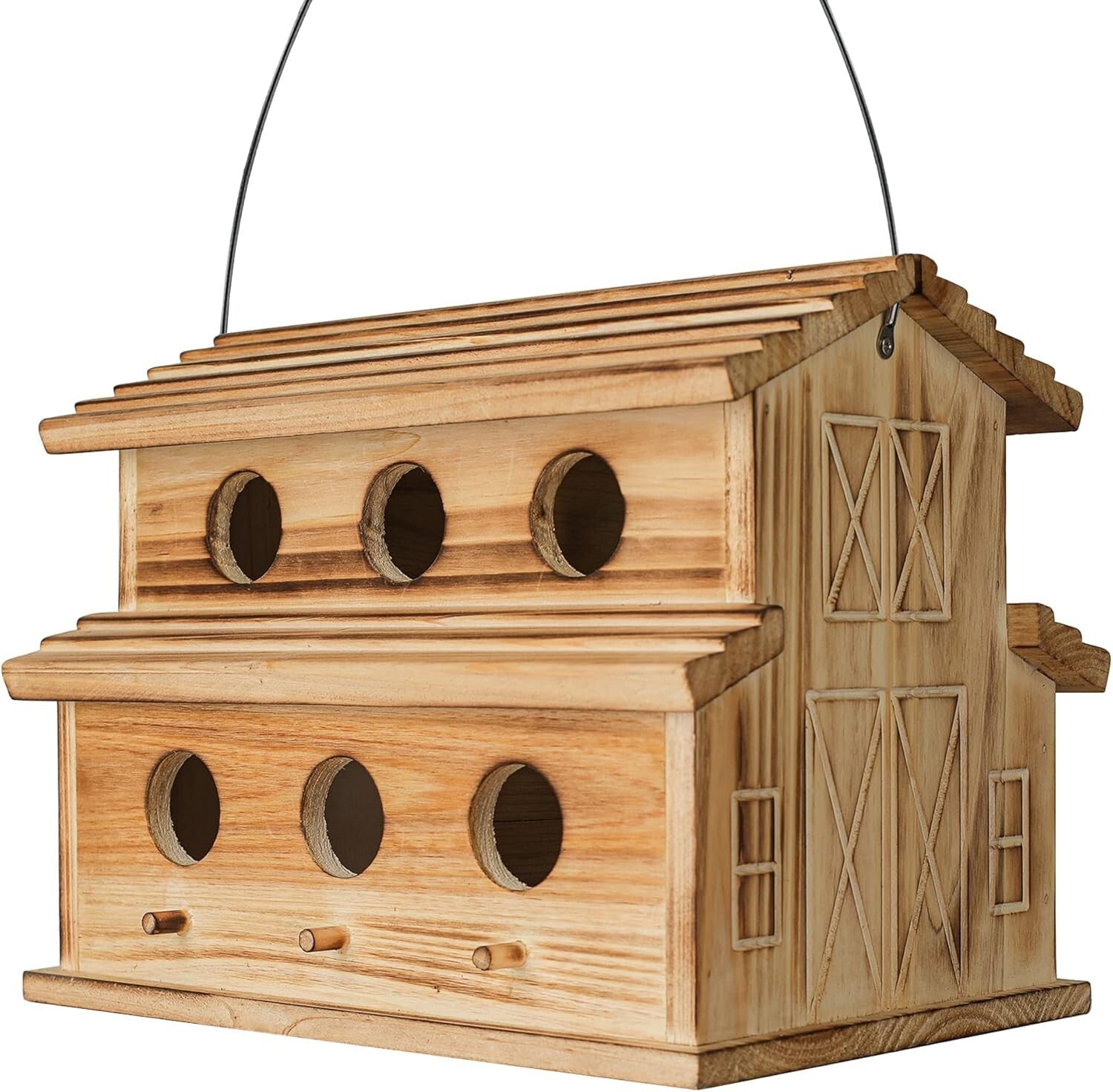 Traditional Wooden Bird House for 6 Families - Perfect for Bluebirds & Finches