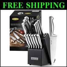 Load image into Gallery viewer, High-Quality 15-Piece Kitchen Knife Block Set with German Stainless Steel Blades