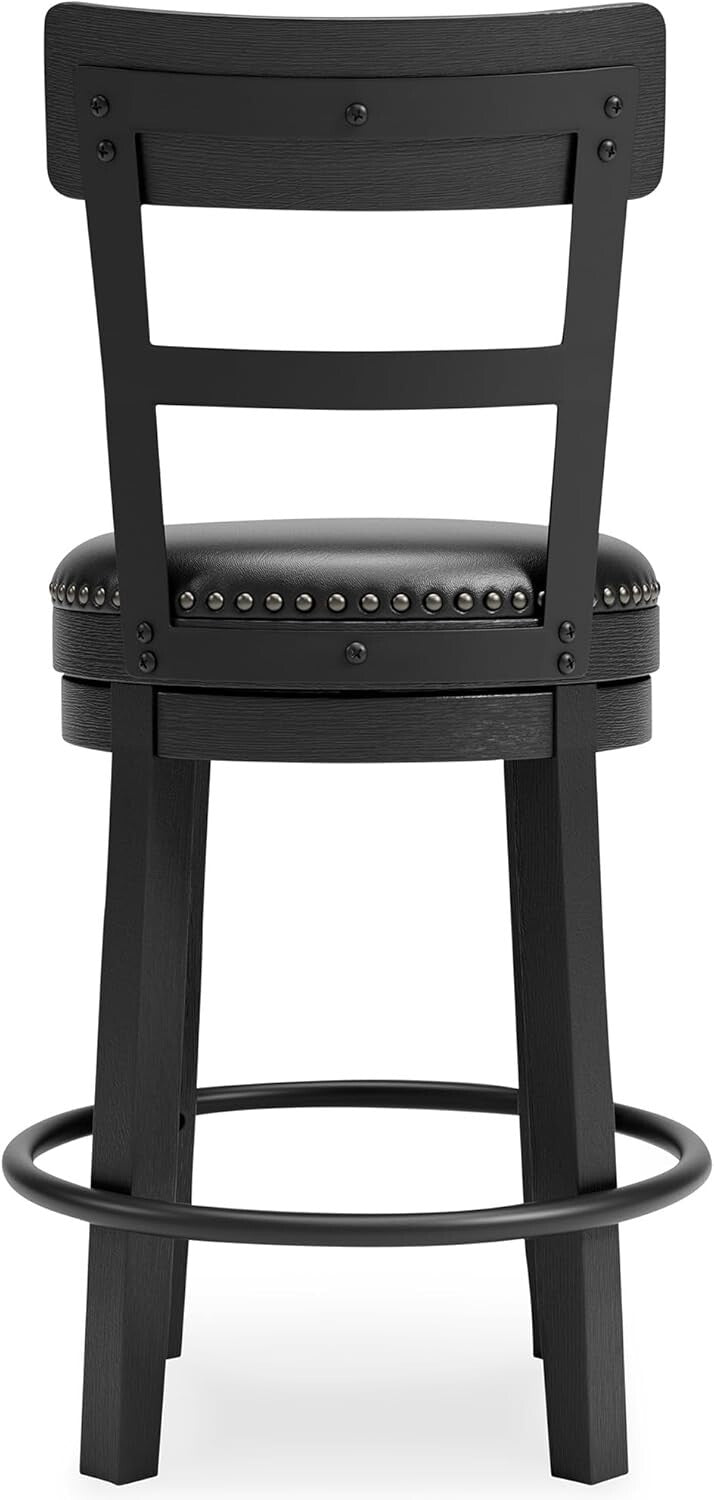 Antiqued Black Faux Leather Bar Stool with Swivel - Perfect for Rustic Decor