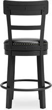 Load image into Gallery viewer, Antiqued Black Faux Leather Bar Stool with Swivel - Perfect for Rustic Decor