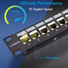 Load image into Gallery viewer, Easy Install 19 Inch Inline Keystone Patch Panel for 24-Port Network Solutions