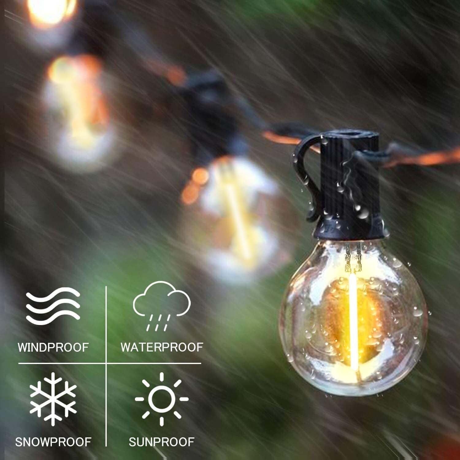100ft Solar String Lights: 48 Waterproof LED Bulbs for Elegant Outdoor Spaces