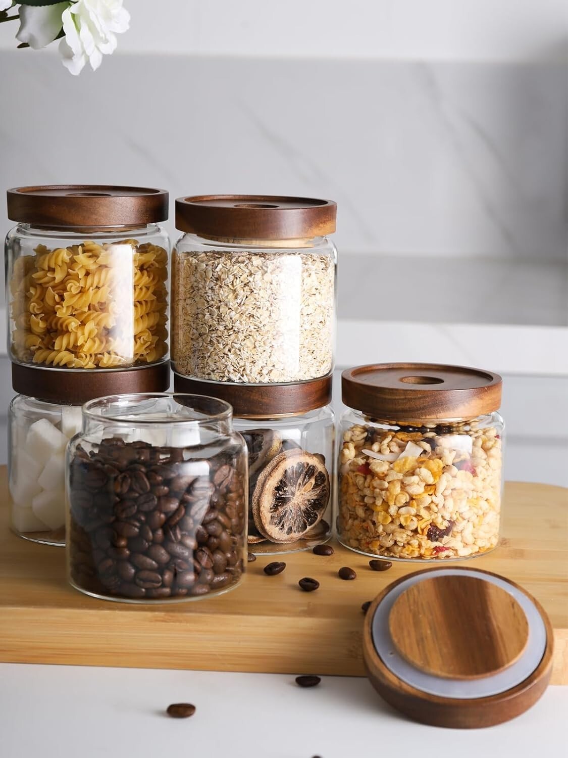 17oz Borosilicate Glass Storage Jars with Bamboo Lids - Eco-Friendly Solution