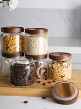 Load image into Gallery viewer, 17oz Borosilicate Glass Storage Jars with Bamboo Lids - Eco-Friendly Solution