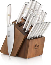 Load image into Gallery viewer, Comprehensive 17-Piece White Knife Set - Ergonomic Handles &amp; Full Tang Design