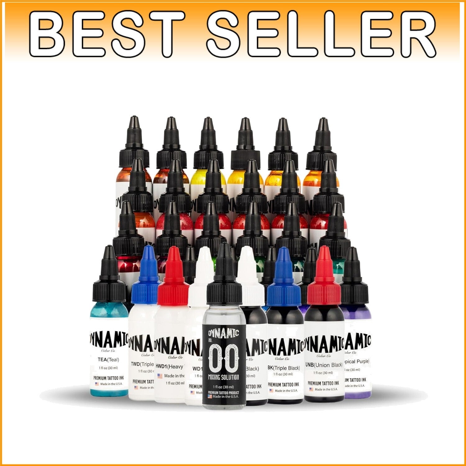 Dynamic 30-Color Tattoo Ink Set - 1oz Pre-Dispersed Professional Quality