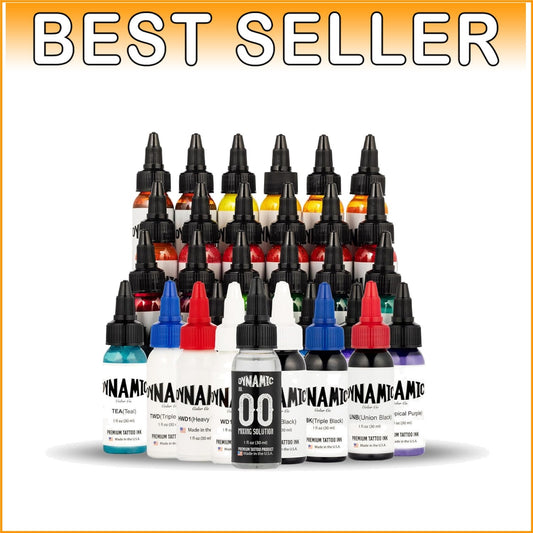 Dynamic 30-Color Tattoo Ink Set - 1oz Pre-Dispersed Professional Quality