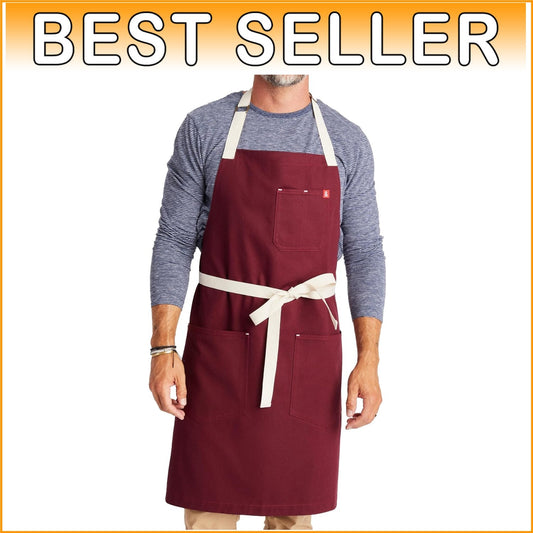 Professional Grilling Apron with Utility Loop and Double Pockets - Easy Care