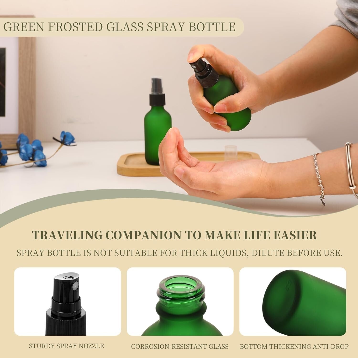 48-Pack Refillable 2 oz Glass Spray Bottles – Corrosion Resistant & Stylish