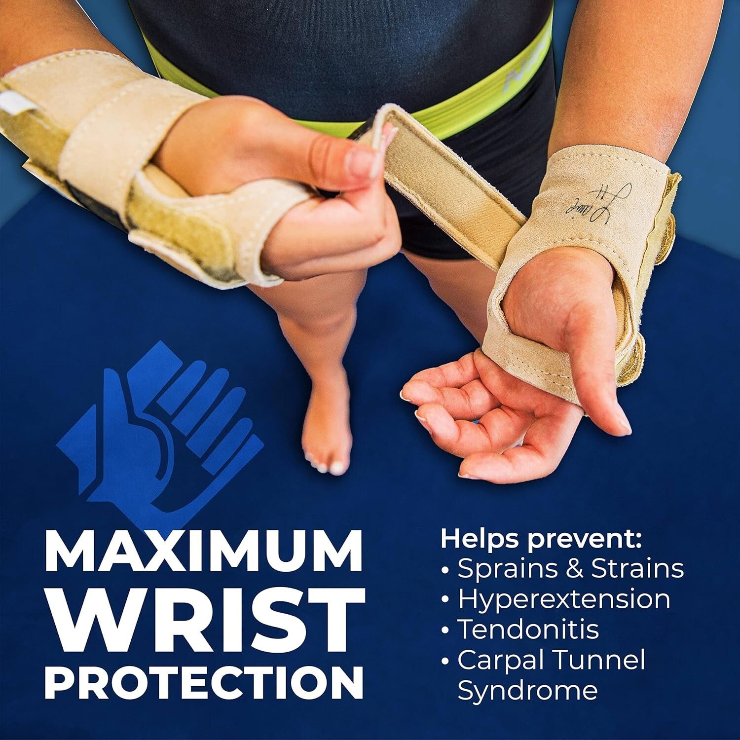 Adjustable Gymnastics Wrist Supports - Youth-Sized Leather Brace Set for Girls