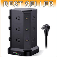 Load image into Gallery viewer, Smart Power Strip Tower: 12 Outlets &amp; 6 USBs with Individual Switches, Fireproof