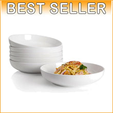 Load image into Gallery viewer, 7.6 Inch Stackable White Salad Bowls - Microwave &amp; Dishwasher Safe Set of 6