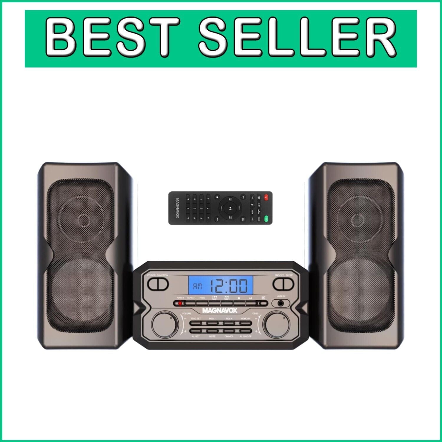 Bluetooth-FM Stereo CD Shelf System with Remote & LCD - Modern Black Design