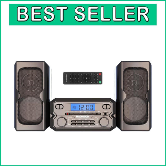Bluetooth-FM Stereo CD Shelf System with Remote & LCD - Modern Black Design
