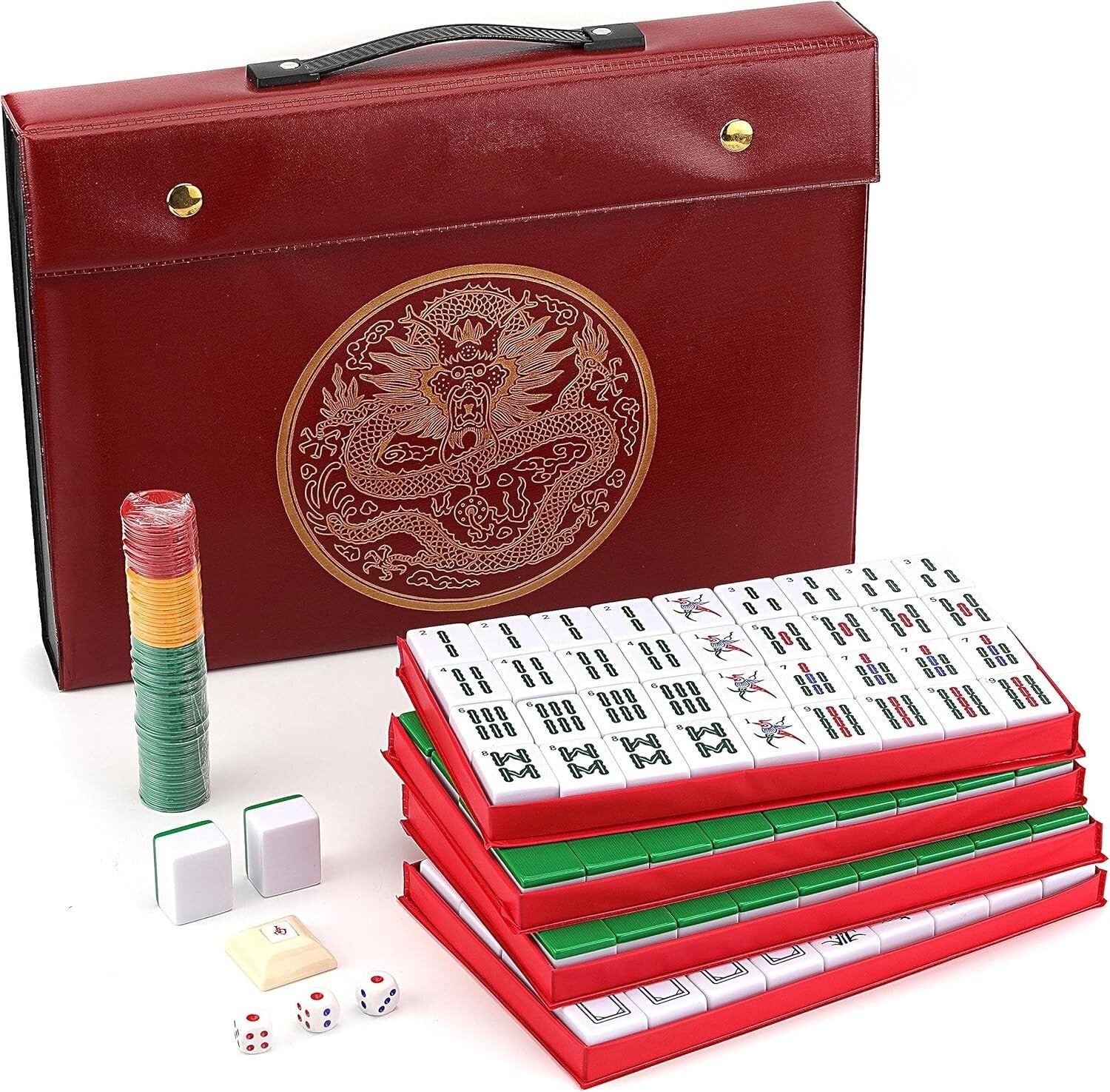 Deluxe 146 Tile Mahjong Set - Professional Quality with Travel Case & Trays