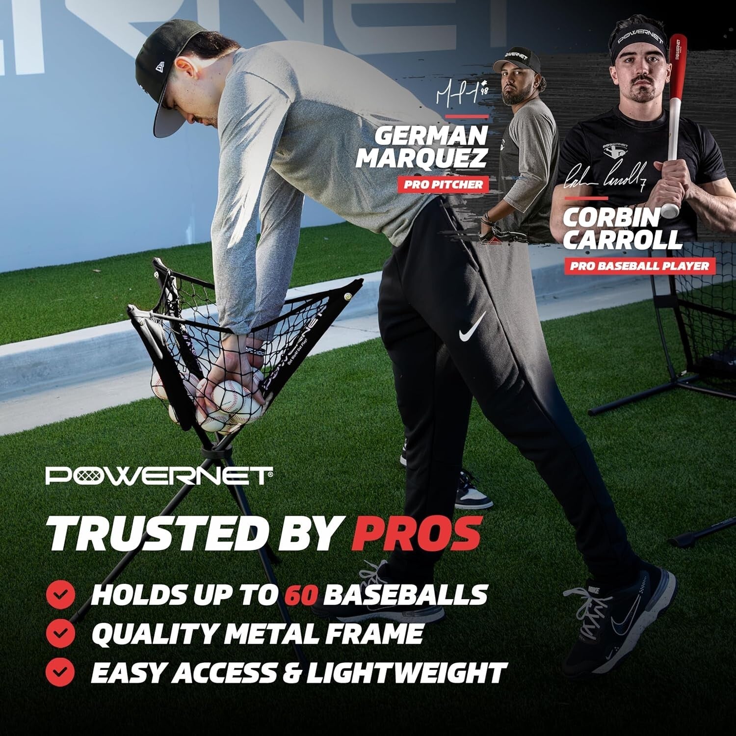 Durable Tripod Ball Caddy - Black, Holds Baseball & Softball, Lightweight Design