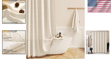 Load image into Gallery viewer, Luxurious 72x84 Inch Water-Repellent Linen Blend Shower Curtain with Tassels