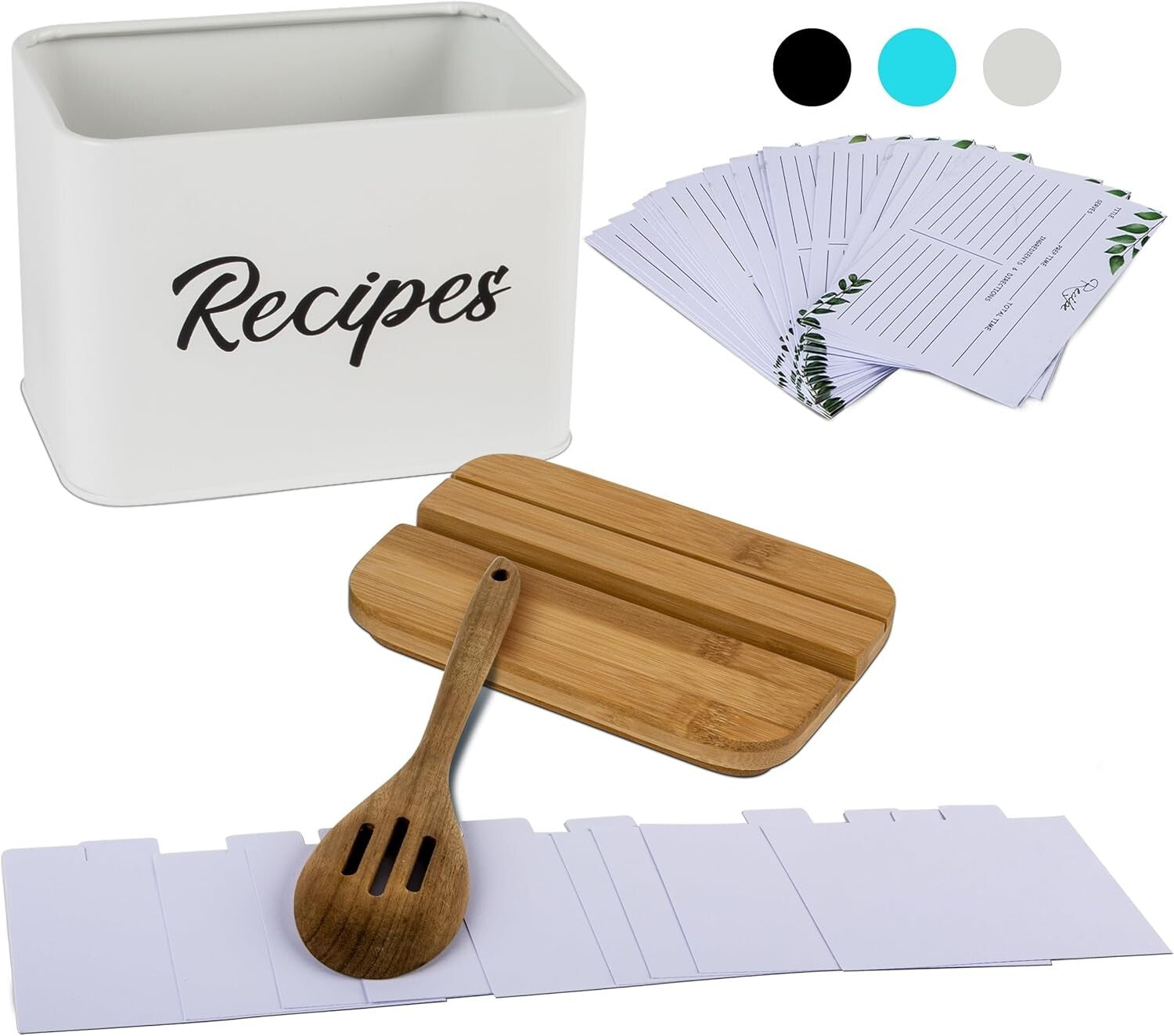 Organize Your Kitchen with our 4x6 Recipe Box - Metal with Cards & Dividers