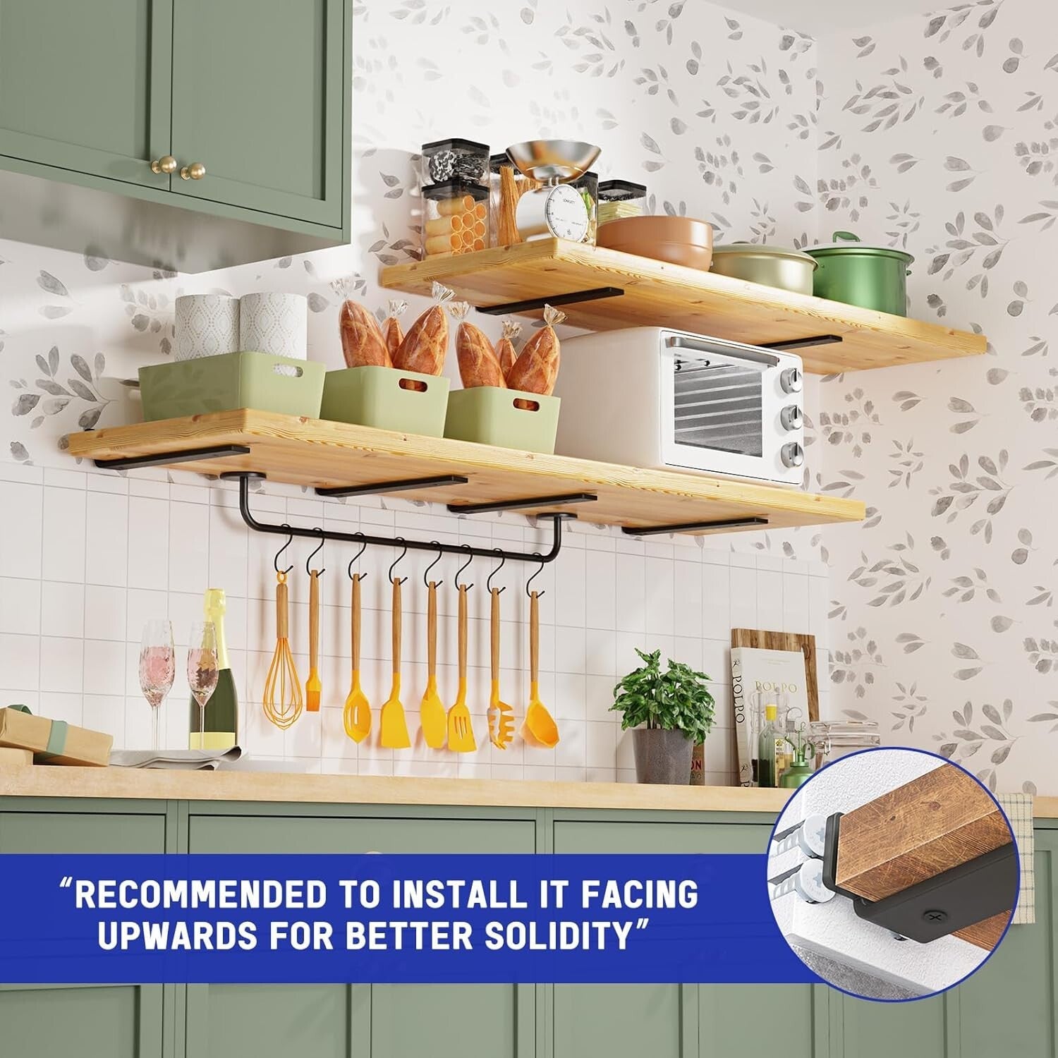 Complete Installation Set of 12-Inch Floating Shelf Brackets - Heavy Duty 6 Pack