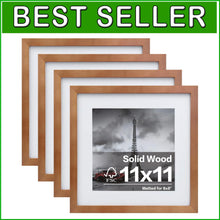 Load image into Gallery viewer, Versatile 11x11 Frames with Plexiglass - 4-Pack for Wall and Tabletop Mounting